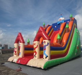 T8-1244 Enfants heureux clown gigantesque château glisse grand toboggan gonflable