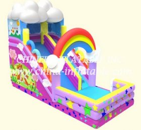 T8-1494 Toboggan gonflable Rainbow Jump Castle avec glissade