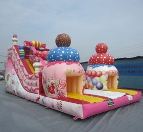 T8-1559 Toboggan gonflable d'obstacle géant Candy Slide