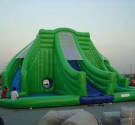 T8-1000 Gonflable géant vert obstacle toboggan aquatique pour adultes