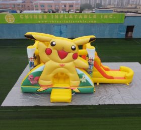 T2-4444 Château gonflable Pokémon Pikachu avec toboggan