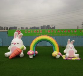 Arch2-402 Arc-en-ciel lapin arc fête de Pâques décorations gonflables